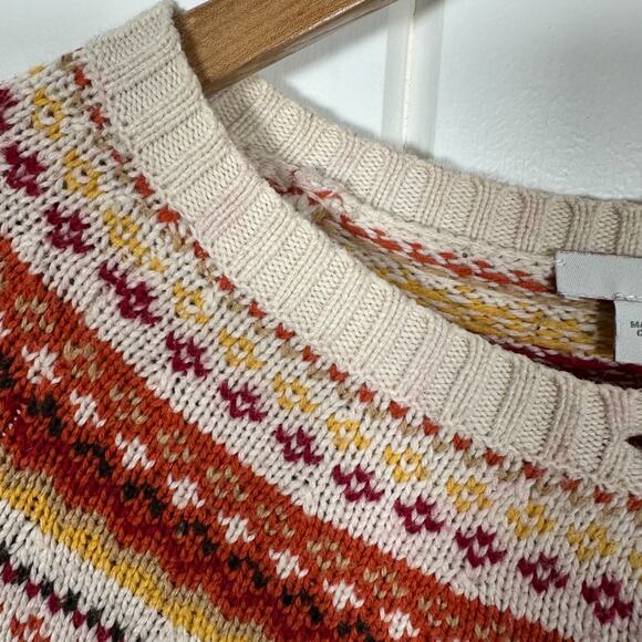 J Jill Cardigan Sweater XS Fair Isle Nordic Thanksgiving Brown Orange See Pics - Picture 7 of 8